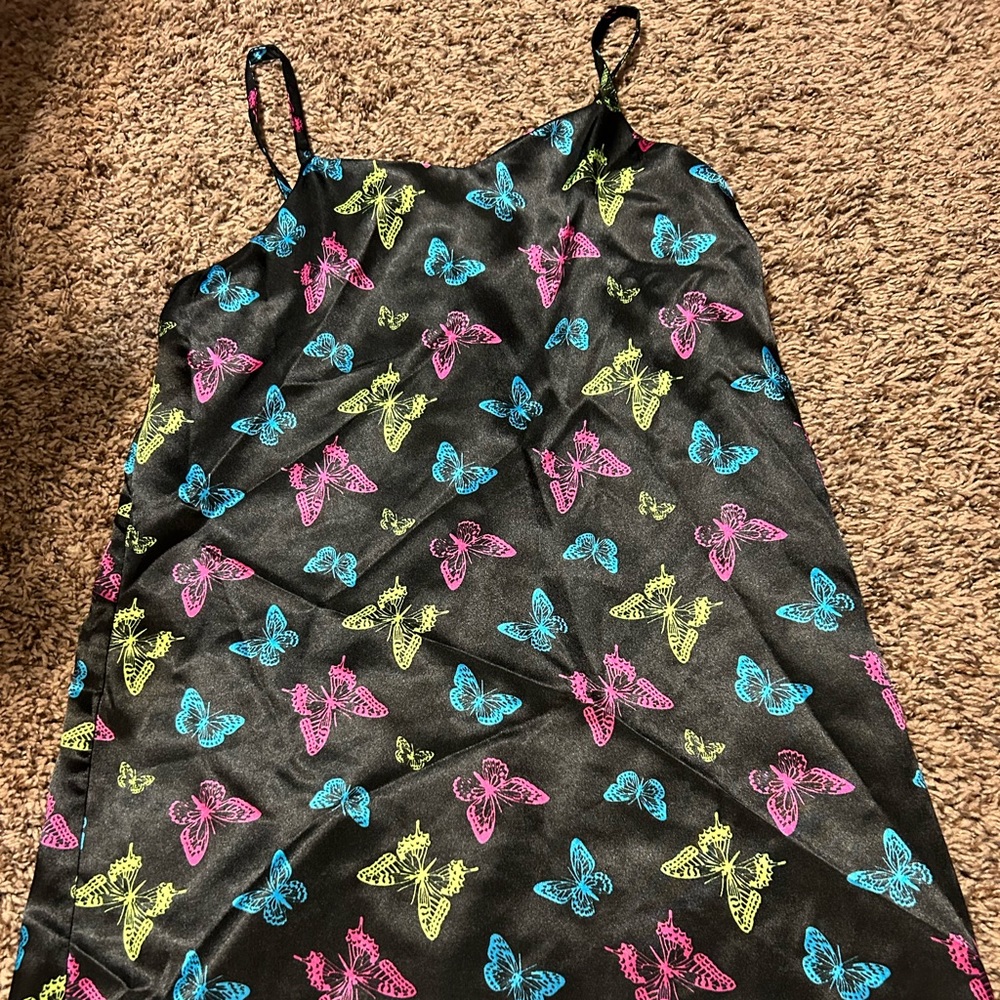 Art class (target) 7/8 black silk dress with butterflies